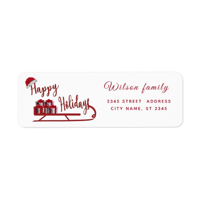 Étiquette Typographie moderne Sledge Happy Holidays (Devant)