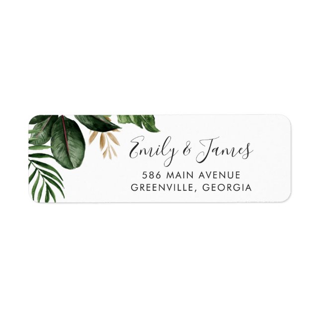 Étiquette Typographie moderne tropicale Palm Beach Adresse (Devant)