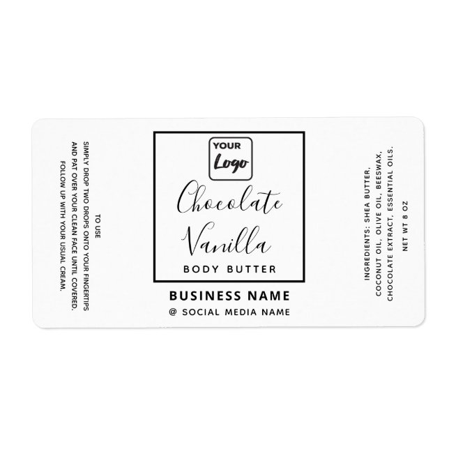 Étiquette Typographie professionnelle noir blanc logo produi (Devant)