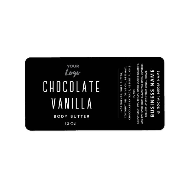 Étiquette Typographie professionnelle noir blanc logo produi (Devant)