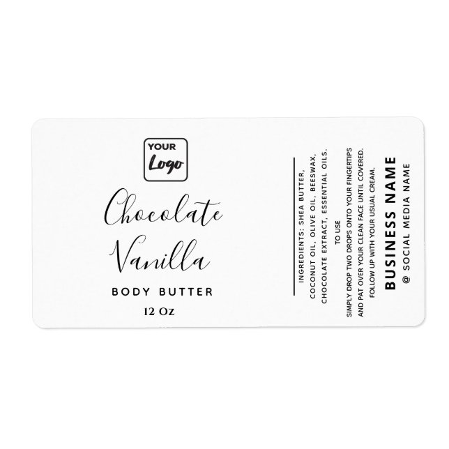 Étiquette Typographie professionnelle noir blanc logo produi (Devant)