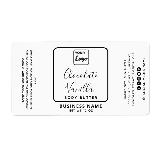 Étiquette Typographie professionnelle noir blanc logo produi (Devant)