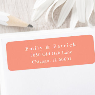 Étiquette Typographie Tendance Moderne Corail Abricot Adress