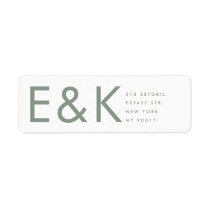 Étiquette Ultra moderne Gras Gros Monogramme Sage Vert Maria