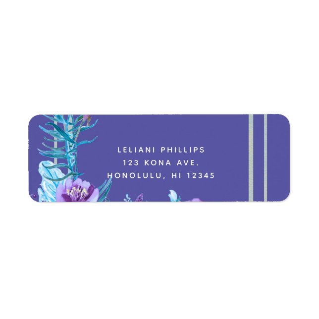 Étiquette Ultra violet violet & Aqua Floral Chic Mariage (Devant)