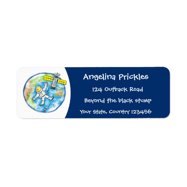 Étiquette Un astronaute amusant dans l'espace et la bande de (Devant)