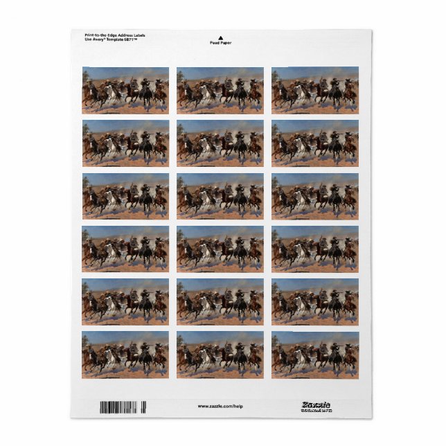 Étiquette Un Dash pour le Bois par Frederic Remington (Feuille entière)