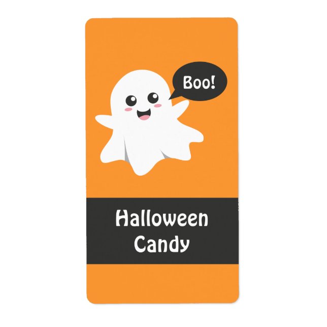 Étiquette Un joli fantôme qui va à Boo, Halloween heureux (Devant)