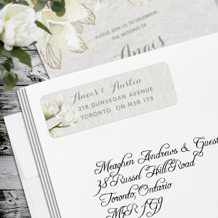 Étiquette Un Mariage Magnolia après-midi Adresse de retour