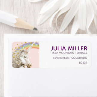 Étiquette Unicorn Adresse d'anniversaire personnalisée