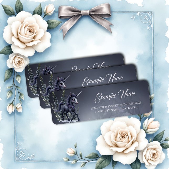 Étiquette Unicorne stylisée dans la splendeur florale. (Créateur téléchargé)