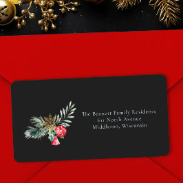 Étiquette Unique Foliage Ornement de Noël Adresse de retour