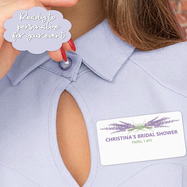 Étiquette Unités minimales de fleurs de lavande de Fêtes des (Help guests remember names at your event with an elegant paper label name tag. Easy to personalize.)