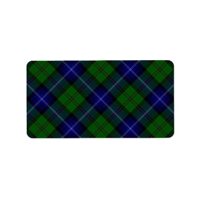 Étiquette Urquhart tartan bleu vert plaid (Devant)