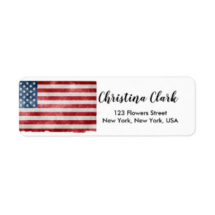 Étiquette USA Flag American Personnalisation Adresse personn