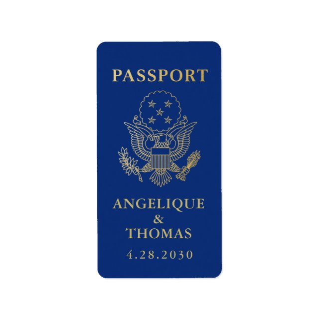 Étiquette USA Passport Emblem Travel Thème Favoriser (Devant)
