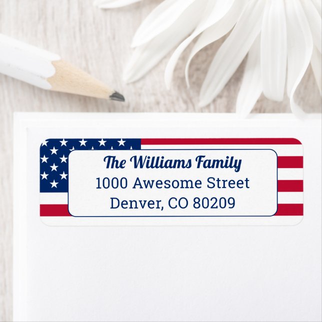 Étiquette USA Patriotique Pays Américain Drapeau Rouge Blanc (En situation)