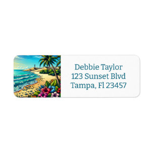 Étiquette Vacances Aloha Océan Tropical