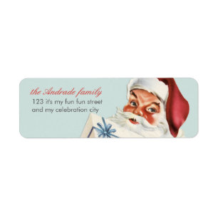 Étiquette Vacances gaies de rouge bleu de Père Noël de No