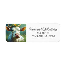 Vache Ai blanche mignonne avec cornes et fleurs