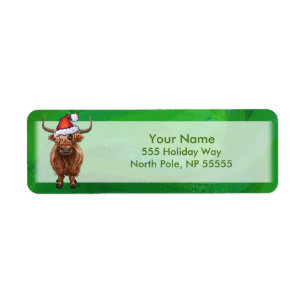 Étiquette Vache Highland sur Green