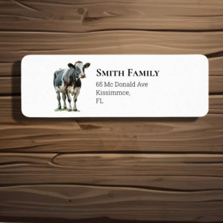 Étiquette Vache mûre Noir et blanc
