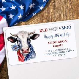 Étiquette Vache patriotique 4 juillet ferme Adresse de retou