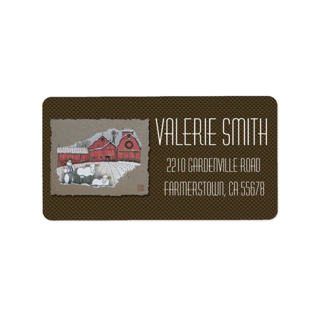 Étiquette Vaches de neige et grange (Devant)