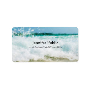 Étiquette Vagues de bord de mer Élégante peinture à l'huile 
