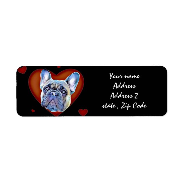 Étiquette Valentines Français Chien de Chien de Chien Étique (Devant)