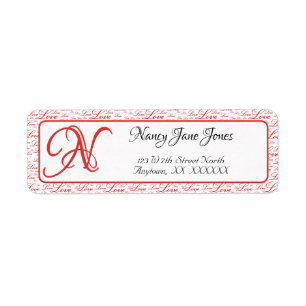 Étiquette Valentine's Red Love Typographie Motif aléatoire