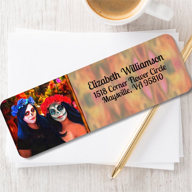 Étiquette Vallarta Catrinas Fleurs & Bougies 1718 Adresse (Créateur téléchargé)