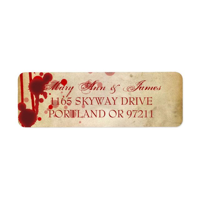 Étiquette Vampire Halloween Mariage Adresse Fake Blood Red (Devant)