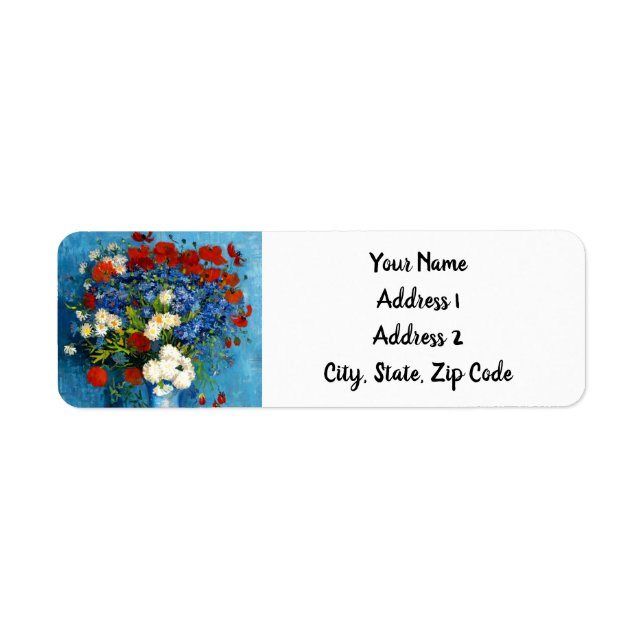 Étiquette Van Gogh Vase avec Cornflowers et Poppies (Devant)