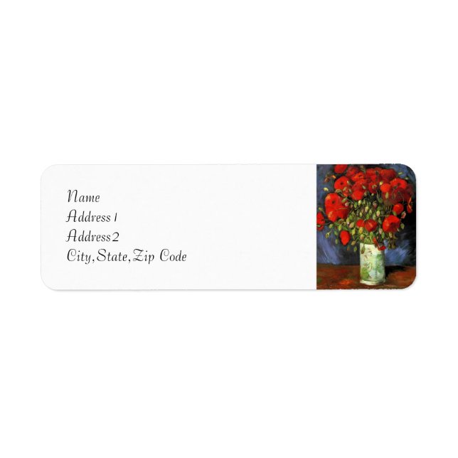 Étiquette Vase avec des pavots rouges par Van Gogh (Devant)