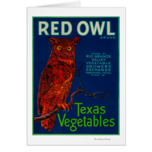 Étiquette végétal de hibou rouge
