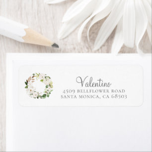 Étiquette Végétation Florale Blanche Wreath Retour Adresse É