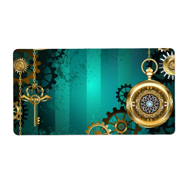 Étiquette Veille bijoux Steampunk sur un Arrière - plan vert (Devant)