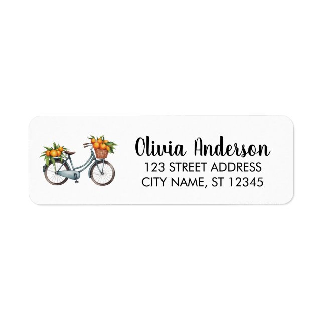 Étiquette Vélo avec orange de fruits Adresse de retour Label (Devant)