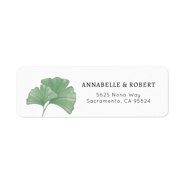 Étiquette Verdure minimale Ginkgo Tree Mariage d'aquarelle (Devant)
