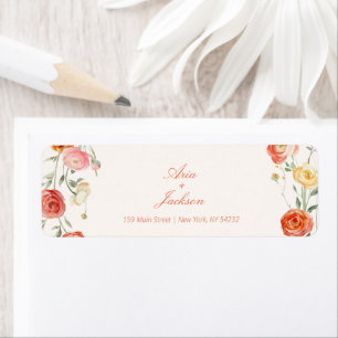 Étiquette Verona Sunset Orange Floral Mariage Adresse de ret