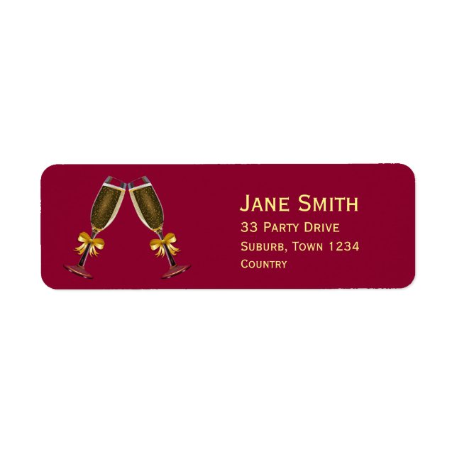 Étiquette Verres à champagne de fête moderne tendance (Devant)