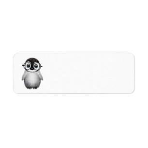 Étiquette Verres de port d'oeil de pingouin mignon de bébé