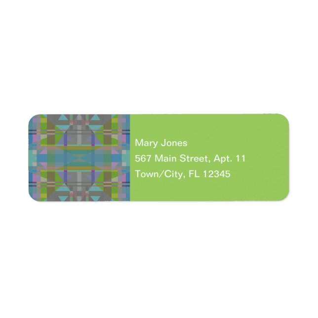 Étiquette Vert bleu violet géométrique (Devant)