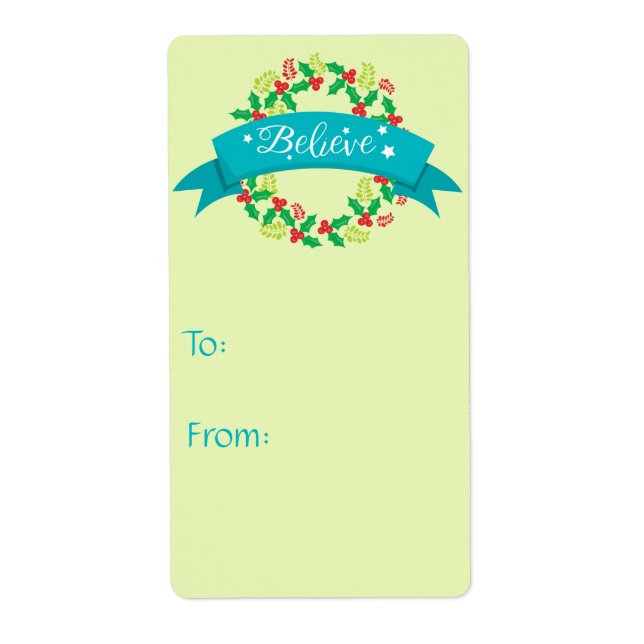 Étiquette Vert clair croire Noël (Devant)