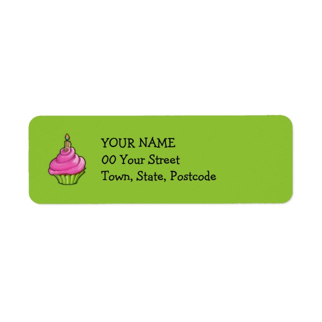 Étiquette Vert cupcake rose et vert (Devant)
