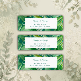 Étiquette vert émeraude tropicale mariage de retour adresse