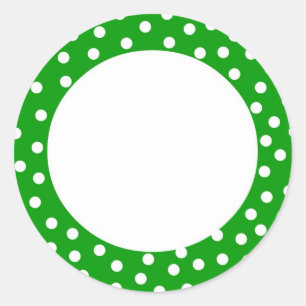Étiquette vert et blanc de point de polka