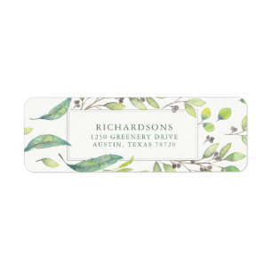 Étiquette Vert feuilles Aquarelle tendance