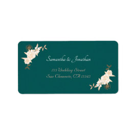 Étiquette Vert foncé avec crème Rose Mariage Adresse de reto